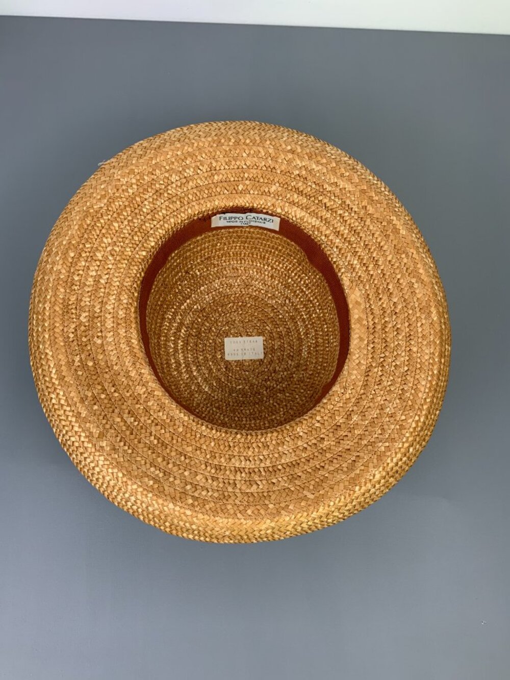 Natural Straw Sun Summer Hat by Filippo Catarzi Florence Italy Sz M - Picture 10 of 16